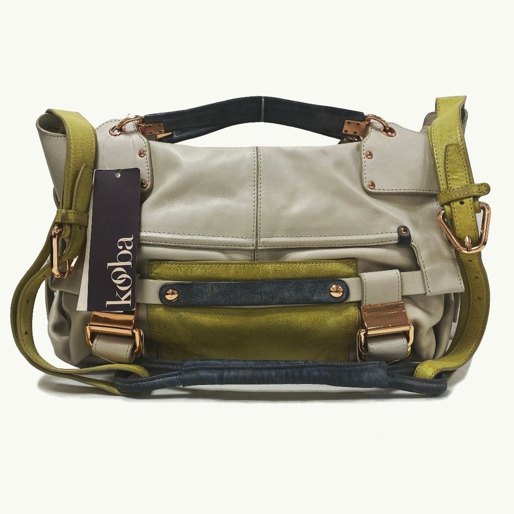 Kooba Camden Satchel Chalk Colorblock Leather Rose Gold Hardware Convertible - Picture 2 of 8